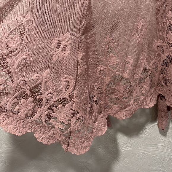 Paper + tee blush pink boho open front lace knit kimono cardigan size small - Picture 5 of 5